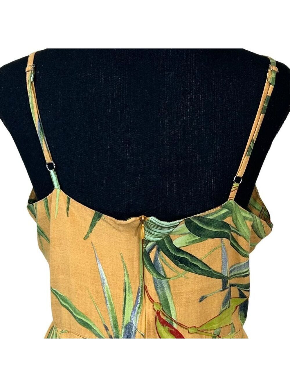 Kauf Mustard Yellow Tropical Sexy Viscose Sundress Size M - Picture 9 of 14